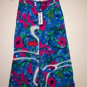 ANTHROPOLOGIE CELINA MOON COLORFUL BOLD FLORAL MULTI PRINT VISCOSE PANTS M NWT
